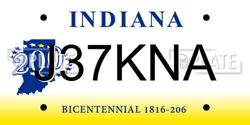 J37KNA Indiana License Plate