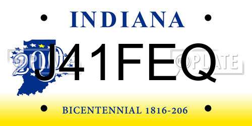 J41FEQ Indiana License Plate