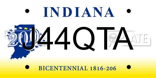 J44QTA Indiana License Plate