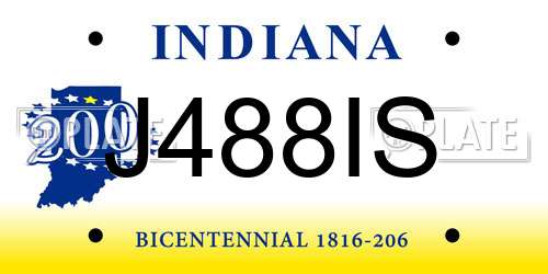 J488IS Indiana License Plate