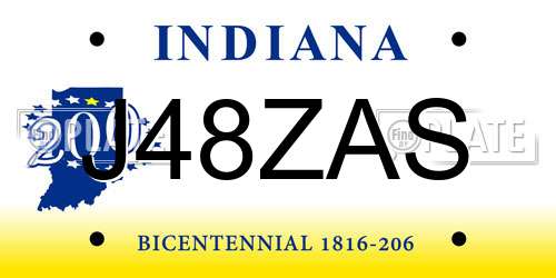 J48ZAS Indiana License Plate