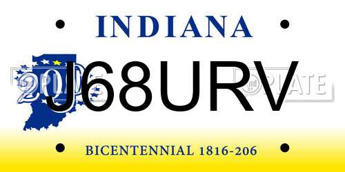 J68URV Indiana License Plate