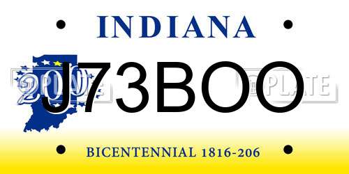 J73BOO Indiana License Plate