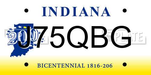 J75QBG Indiana License Plate