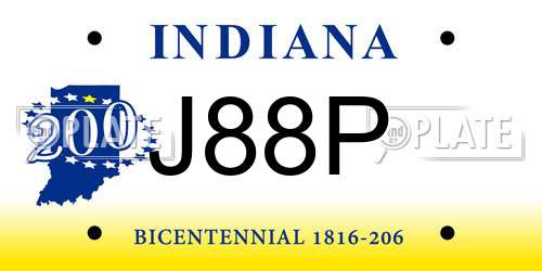 J88P Indiana License Plate
