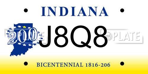 J8Q8 Indiana License Plate