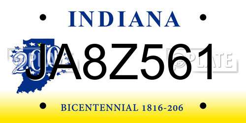 JA8Z561 Indiana License Plate