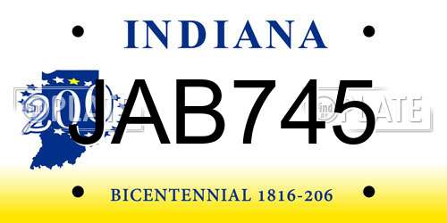 JAB745 Indiana License Plate