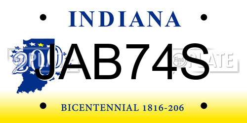 JAB74S Indiana License Plate
