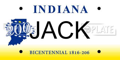 JACK Indiana License Plate