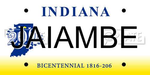 JAIAMBE Indiana License Plate