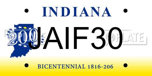 JAIF30 Indiana License Plate