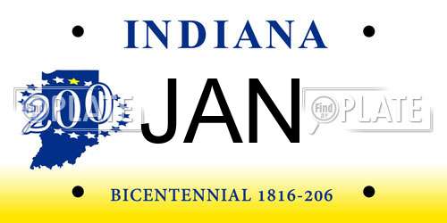 JAN Indiana License Plate