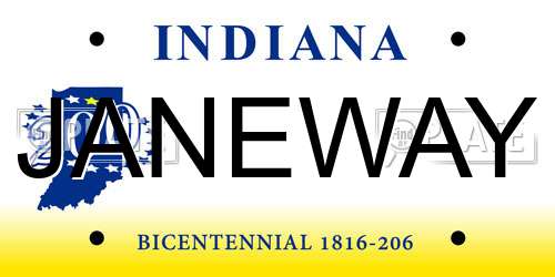 JANEWAY Indiana License Plate