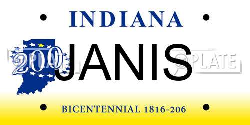 JANIS Indiana License Plate