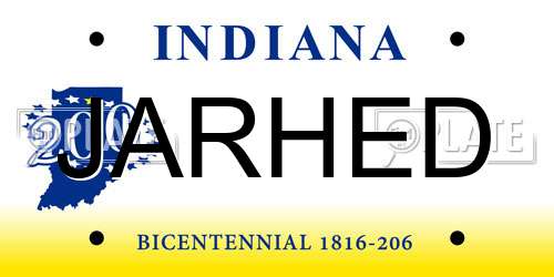 JARHED Indiana License Plate
