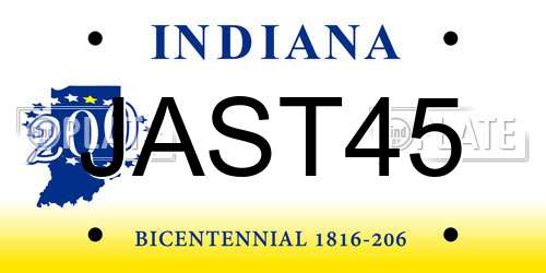 JAST45 Indiana License Plate
