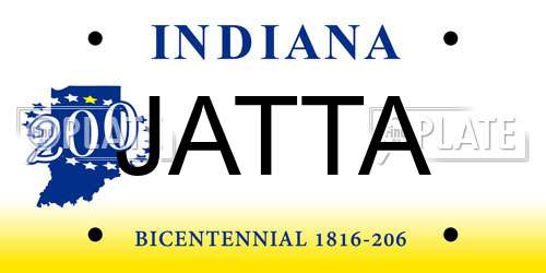 JATTA Indiana License Plate