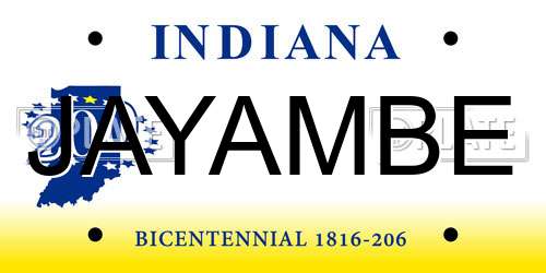 JAYAMBE Indiana License Plate