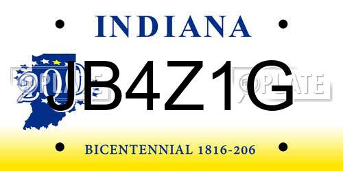 JB4Z1G Indiana License Plate