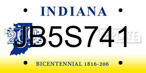 JB5S741 Indiana License Plate
