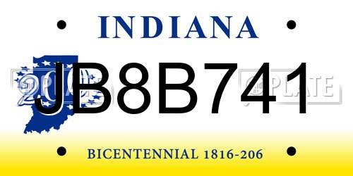 JB8B741 Indiana License Plate