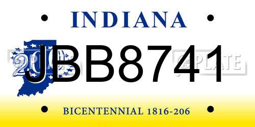 JBB8741 Indiana License Plate