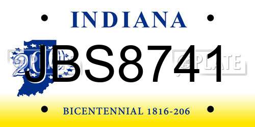 JBS8741 Indiana License Plate