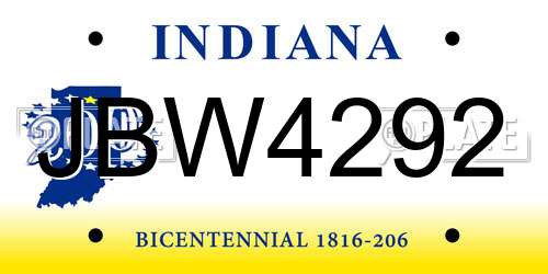 JBW4292 Indiana License Plate