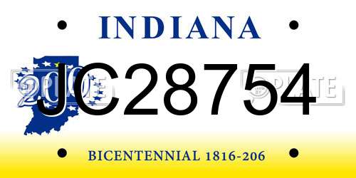 JC28754 Indiana License Plate