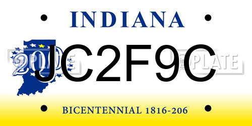 JC2F9C Indiana License Plate