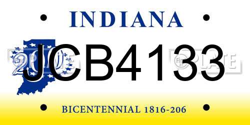 JCB4133 Indiana License Plate