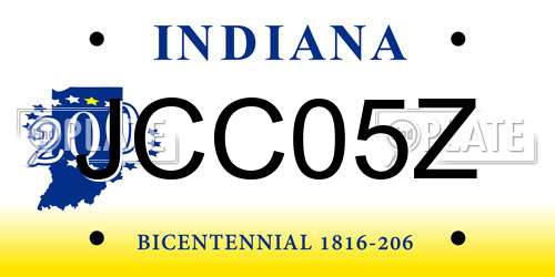 JCC05Z Indiana License Plate