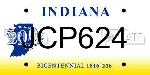 JCP624 Indiana License Plate