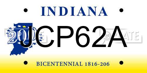 JCP62A Indiana License Plate