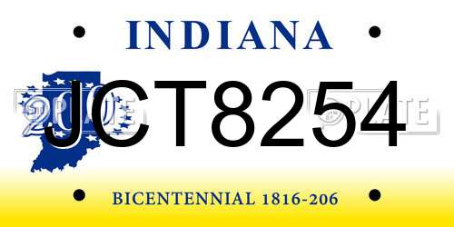 JCT8254 Indiana License Plate