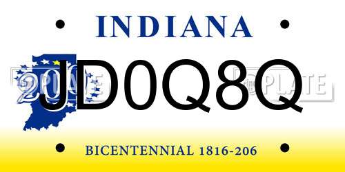 JD0Q8Q Indiana License Plate