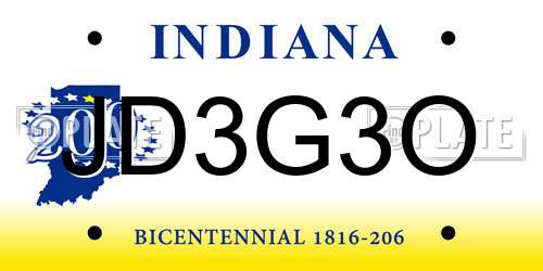 JD3G3O Indiana License Plate