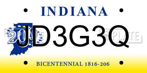 JD3G3Q Indiana License Plate