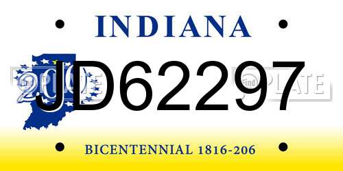 JD62297 Indiana License Plate