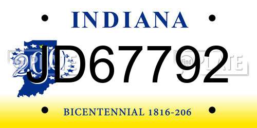 JD67792 Indiana License Plate