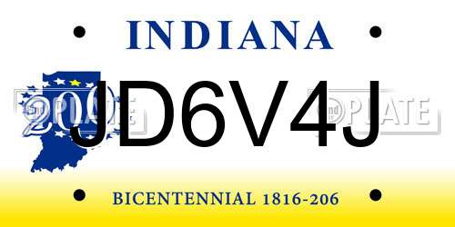 JD6V4J Indiana License Plate