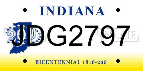 JDG2797 Indiana License Plate