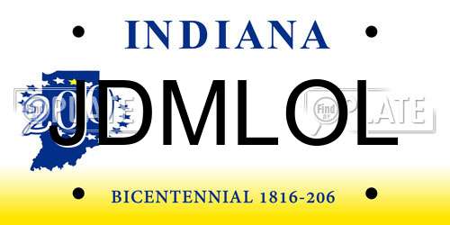 JDMLOL Indiana License Plate