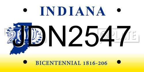JDN2547 Indiana License Plate