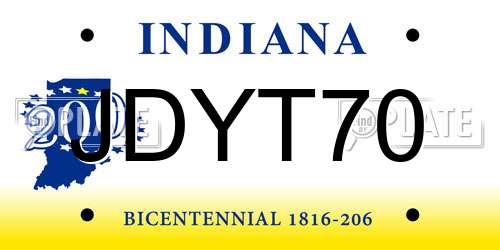 JDYT70 Indiana License Plate