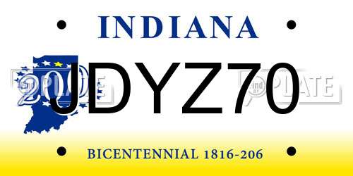 JDYZ70 Indiana License Plate