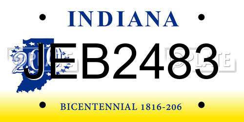 JEB2483 Indiana License Plate