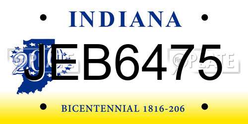 JEB6475 Indiana License Plate
