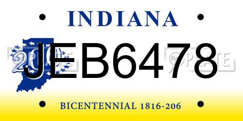 JEB6478 Indiana License Plate